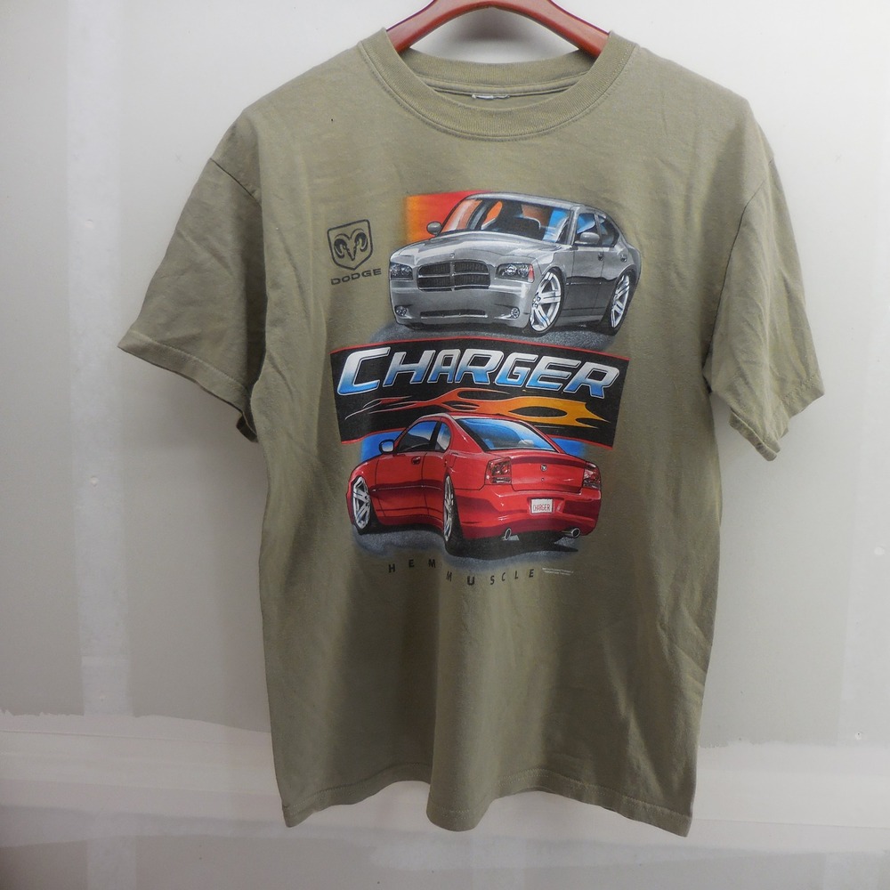 Dodge Charger Hemi Muscle Graphic T-Shirt Mens Medium Green Car Tee 2000s